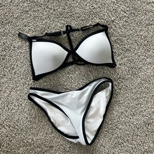 Victoria’s Secret Bikini Set Blue White Black Trim Size M